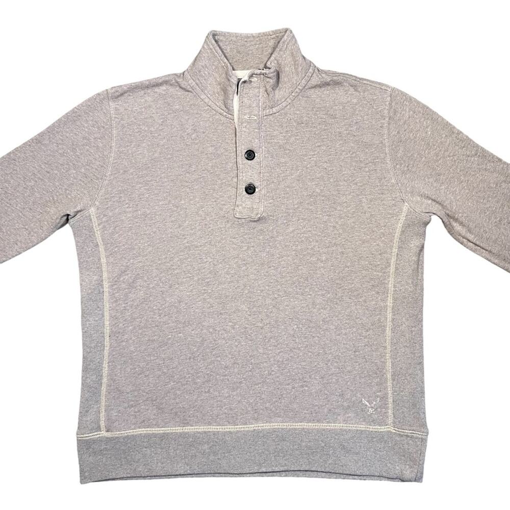 American Eagle Quarter Button Zip Collared Beige … - image 3